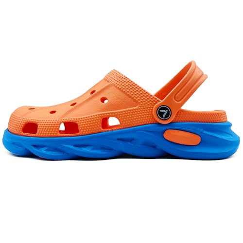 LazyWalk Herren atmungsaktiv Leichtgewicht Clogs Hausschuhe mit Belüftungslöchern | Wasserschuhe für Garten, Strand & Freizeit | rutschfest & Bequem | Orangeblau | Größe 41-42 von LazyWalk