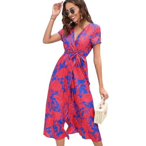 Damen Sommerkleid Elegantes A Linie Kleid Minikleid Knielang Kleid Lange Freizeitkleider Sommer Strand Maxi Dress von Lazz1on