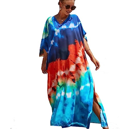 Lazz1on Damen Bohemian Strandkleid Kaftan Nachthemd Maxi Langes Loungewear Vertuschungen Robe Sarong Pareo von Lazz1on