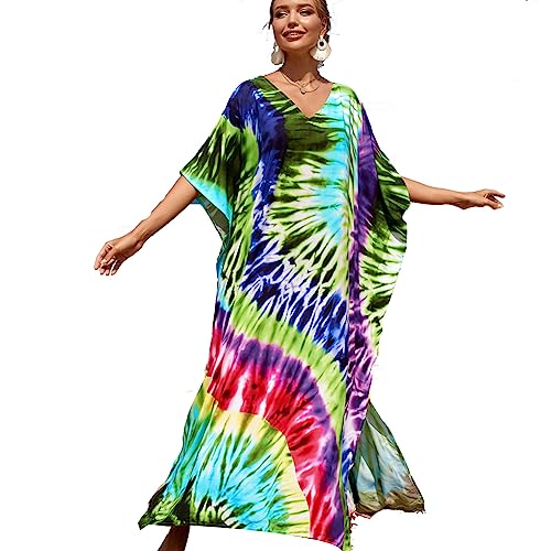 Lazz1on Damen Bohemian Strandkleid Kaftan Nachthemd Maxi Langes Loungewear Vertuschungen Robe Sarong Pareo von Lazz1on