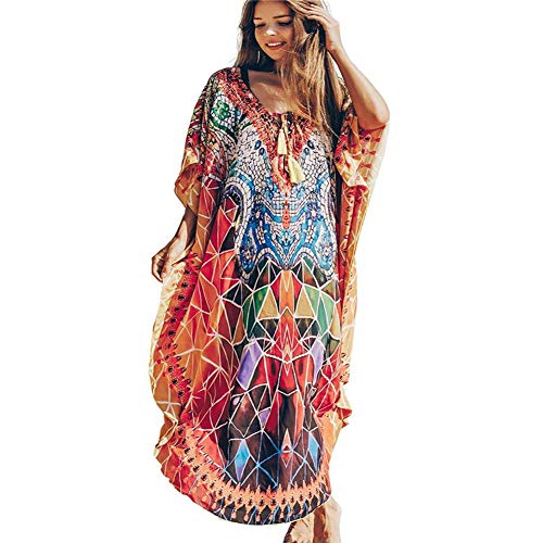 Lazz1on Damen Strandkleider Kaftan Langes Beachwear Sommer Pareos Bikini Cover Ups Strandponcho von Lazz1on