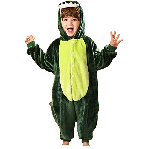 Lazz1on Kinder Jumpsuit Pyjamas Tier Schlafanzug mit Kapuze Unisex Mädchen Jungen Karneval Halloween Cosplay Tierkostüme Sleepsuit 3-6 Jahre von Lazz1on