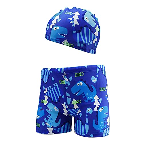 Lazz1on Kinder Jungen Badehose Baby Uv-Schutz Badeshorts und Badekappe Sommer Schnelltrocknend 3D Schwimmanzug Strand Shorts 3-11 Jahre von Lazz1on