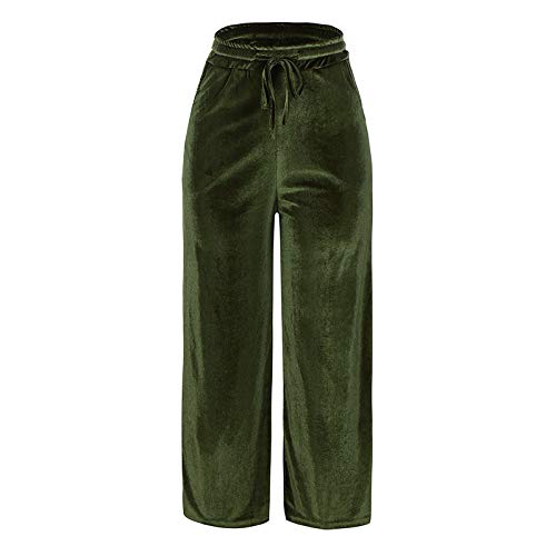 Lazzboy Jogginghose Damen Sporthose Frauen Gold Samt Hose Lose Weites Bein Mit Weitem Causal Pant Lang Yoga Hosen Freizeithose Laufhosen Trainingshose S-6XL (Armeegrün,L) von Lazzboy Store