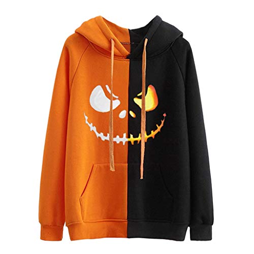 Lazzboy Store Damen Hoodie Sweatshirt Frauen Kapuze Langarm Halloween Pullover Sweatshirts Tops Herbst Winter Oberteile Langarmshirt Kapuzenpullover Pulli Mit Kordel Und Taschen von Lazzboy Store