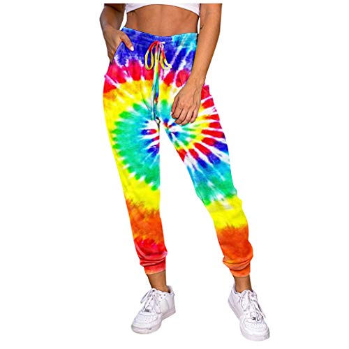 Lazzboy Store Sweathose Jogginghose Frauen Tie-dye Print Elastic Waist Trainingsanzug Damen Sporthosen Loose Fit Elastischer Bund Traininghose Mit Taschen Freizeithosen(Mehrfarbig,3XL) von Lazzboy Store