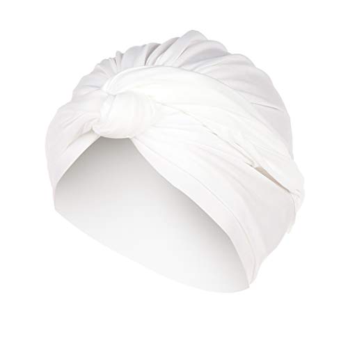 Lazzboy Store Turban Mütze Muslim Kopftuch Kopfbedeckung Headwrap Beanie Stirnband Schlafmütze Für Haarverlust,Chemo,Cap Chemotherapie Frauen Solid India Hut Ruffle Wickelschal (Weiß) von Lazzboy Store