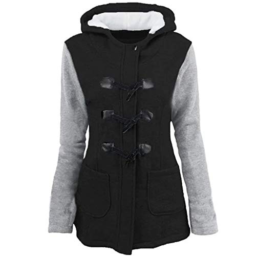 Lazzboy Winterjacke Frauen Mantel Windbreaker Outwear Patchwork Slim Long Coat Jacke Trench Cardigan Grobstrick Mit Kapuze Langarm Für Herbst Winter Gestrickt (Schwarz,5XL) von Lazzboy Store