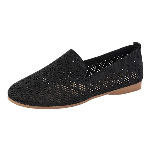 Ballerinas Damen Groundies Barfußschuhe Damenschuhe Einfarbig Ethnische Freizeitschuhe Hohl Atmungsaktiv Flacher Sohle Heels Field Schuhe Damensneaker Zum Outdoors Einkaufen (Schwarz,40) von Lazzboy