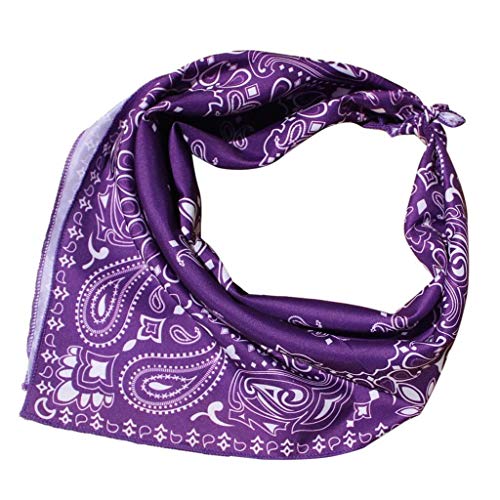 Lazzboy Bandana Frauen Quadratisches Kopftuch Wickelt Schals Bedrucktes Halstuch Damen OL Satin Schal(Lila) von Lazzboy