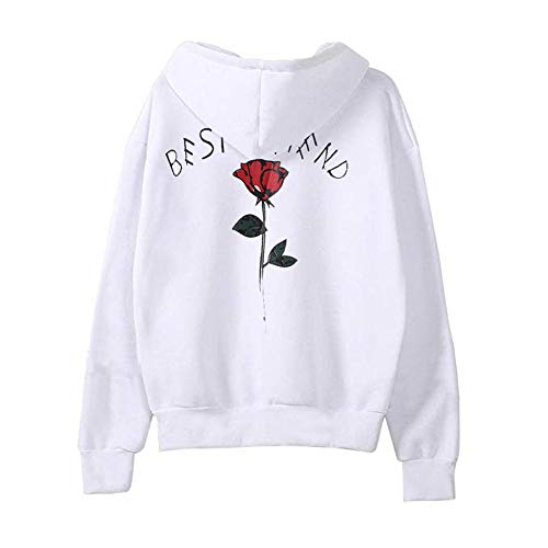 Lazzboy Best Friends Kapuzenpullover Damen Kapuzenpullis Hoodie Mädchen Pulli Rose Sweatshirt Sports Pullover (Weiß,34) von Lazzboy