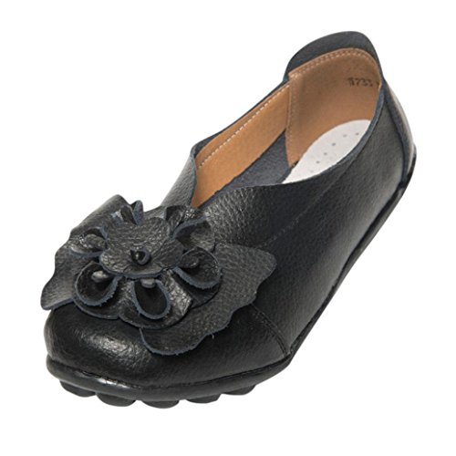 Lazzboy Damen Herbst Schuhe Freizeit Lady Flach Sandalen Leder Knöchel Slipper Soft Schuhe (Schwarz,40) von Lazzboy