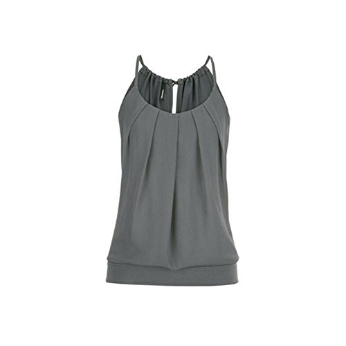 Lazzboy Damen T Shirt Tank Top Sommer Oberteile Blusen Ärmellos Stretch Tunika Top Sexy(Grau,L) von Lazzboy