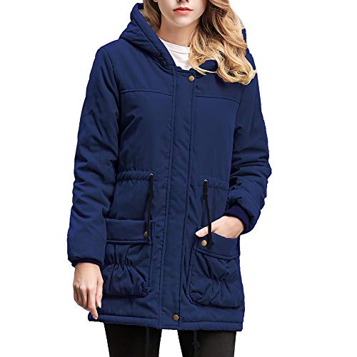 Lazzboy Damen Winter Warme Mantel Hoodie Parka Fleece Innenseite Kapuzenjacke(Dunkelblau,40) von Lazzboy