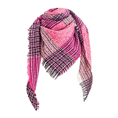 Lazzboy Deckenschal Damenmode Contract Color Wrap Lange Schals Winter Warme Streifen Großer Schal Damen Herbst Imitation Kaschmir Kariert(Pink) von Lazzboy