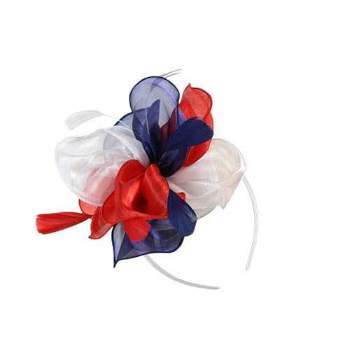 Lazzboy Fascinator Damen Stirnbänder Für Frauen Karneval Hut Feder Blumen Haarschmuck Brautschmuck Haar Cocktail Party Kirche Hochzeit Festival Blume Mesh Federn Kopfschmuck (Dunkelblau) von Lazzboy