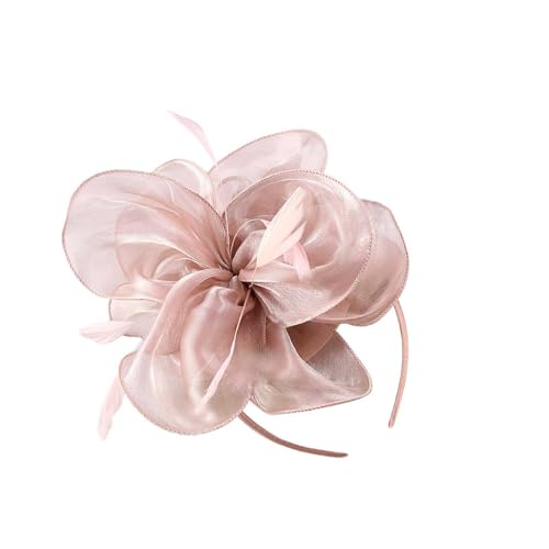 Lazzboy Fascinator Damen Stirnbänder Für Frauen Karneval Hut Feder Blumen Haarschmuck Brautschmuck Haar Cocktail Party Kirche Hochzeit Festival Blume Mesh Federn Kopfschmuck (Rosa) von Lazzboy