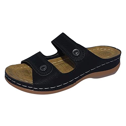 Lazzboy Flip Flops Damen Elegant Sommerschuhe Pantoletten Mit Absatz Bequem Zehentrenner Sandaletten Atmungsaktive Strandsandalen Leichte Sommer Sandalen Keilabsatz Freizeit Beach (Schwarz,41) von Lazzboy