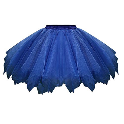 Lazzboy Frauen Ineinander Greifen Tulle Rock Prinzessin Elastic Skirt Adult Short Tutu Half-Length Gaze Dance Süßigkeit Farben Gefaltete Kurzen Erwachsenen Tanzen(Dunkelblau,2XL) von Lazzboy