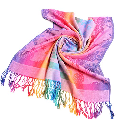 Lazzboy Frauen Lady Fashion Folk-custom Retro Quaste Schal Wrap Travel Schals Damen Pashmina Stola Für Schultertuch Eleganter Mit Floralem Muster In Vielen Farben(Q) von Lazzboy