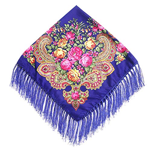 Lazzboy Frauen Lady Folk-Custom Print Quaste Square Schal Wrap Travel (C) von Lazzboy