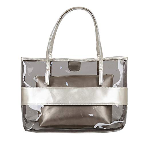 Lazzboy Frauen Transparent Wild Cute Messenger Schultertasche Handtasche Damenhandtaschen Koreanische Version All-matched Farbe Gelee Paket Transparente Tasche Umhängetasche(Silber) von Lazzboy