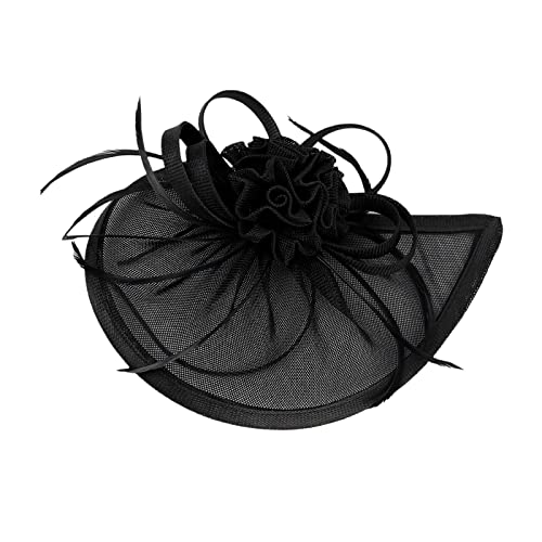 Lazzboy Haarschmuck Für Damen Fascinator Braut Aus Mesh Elegant Netzschleier Vintage Headwear Haar Accessoire Kopfbedeckung Blumen Stirnband Karneval Tea Party Cocktail Cosplay (Schwarz) von Lazzboy