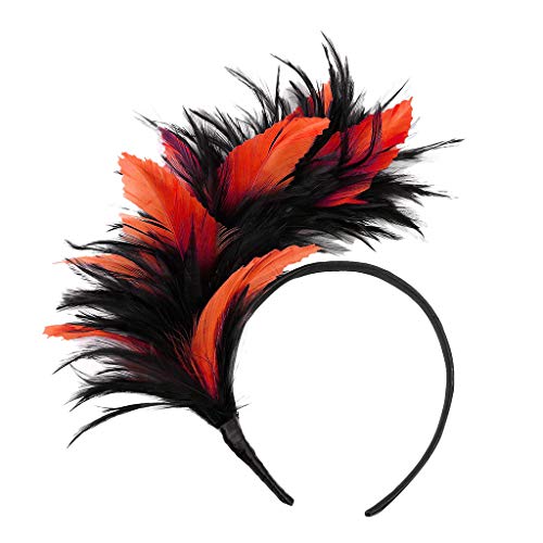 Lazzboy Haarschmuck Kopfschmuck Feder Haarbänder Haarspangen Haarreif Kopfbedeckungen Schleier Hochzeit 1920s Stirnband Stil Haarband Karneval Stirnbänder Party Fasching Kostüm (Orange) von Lazzboy