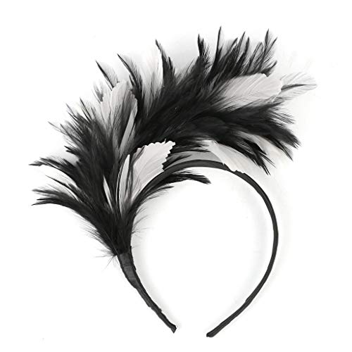 Lazzboy Haarschmuck Kopfschmuck Feder Haarbänder Haarspangen Haarreif Kopfbedeckungen Schleier Hochzeit 1920s Stirnband Stil Haarband Karneval Stirnbänder Party Fasching Kostüm (Schwarz) von Lazzboy