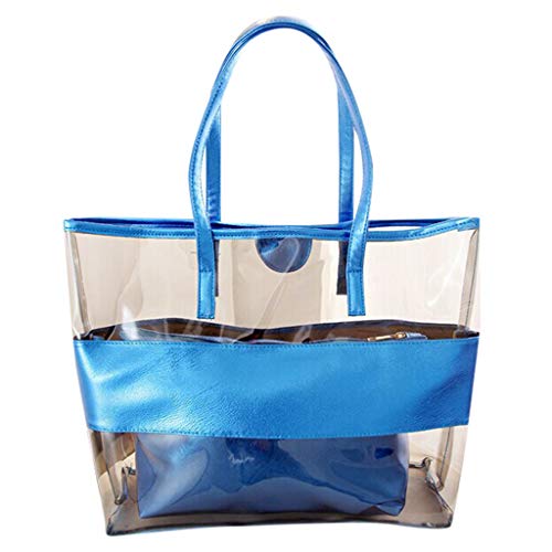 Lazzboy Handtasche Schultertasche Dame Große Kapazität Transparente Strandgelee (Blau) von Lazzboy