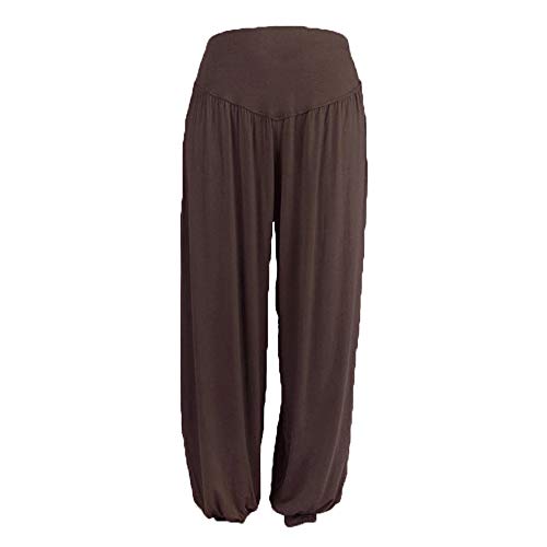 Lazzboy Harem Hosen Womens Dance elastische lose beiläufige modale Baumwolle weiche Yoga Sport (S,Kaffee) von Lazzboy