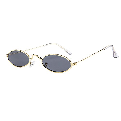 Lazzboy Herren Damen Retro Kleine Ovale Sonnenbrille Metallrahmen Shades Eyewear Unisex Reise Für Brillen Katzenauge Metall Rand Rahmen Frau Sonnebrille Gespiegelte Linse Sunglasses(F) von Lazzboy