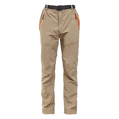 Lazzboy Jogginghose Damen Lang Schnell Trocknende Wind Und Regenfeste Outdoor-Sporthose Für Zum Bergsteigen Wanderhose Wasserdicht Skihose Softshellhose Winddicht Trekkinghose (Khaki,4XL) von Lazzboy