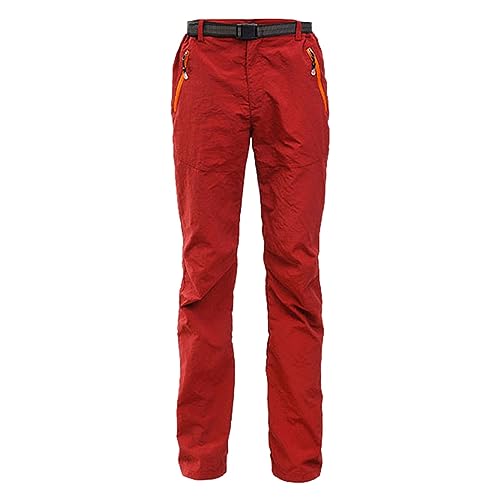 Lazzboy Jogginghose Damen Lang Schnell Trocknende Wind Und Regenfeste Outdoor-Sporthose Für Zum Bergsteigen Wanderhose Wasserdicht Skihose Softshellhose Winddicht Trekkinghose (Rot,4XL) von Lazzboy