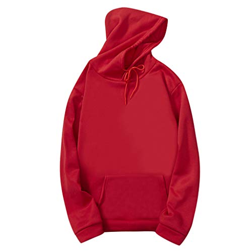 Lazzboy Kapuzenpullover Frauen Winter Langarm Mit Kapuze Solide Pullover Sweatshirt Tops Damen Hoodie Sweatshirts Herbst Mini(Rot,2XL) von Lazzboy