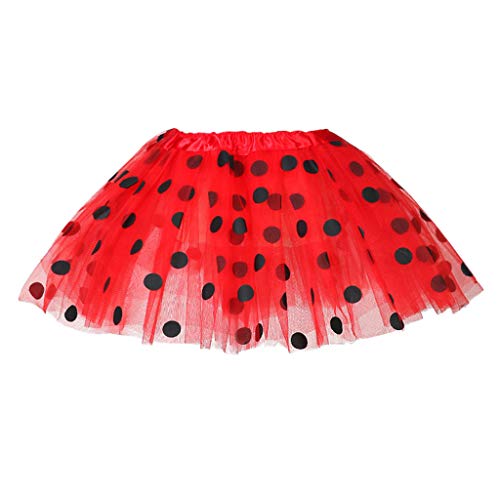 Lazzboy Kostüm Tütü Kleinkind Kinder Mädchen Baby Polka Dot Tutu Rock Tüll Ballett Outfits Minirock Pettiskirt Mit Petticoat Tanzkleid Unterrock Tüllrock(Rot,2-8 Years Old) von Lazzboy