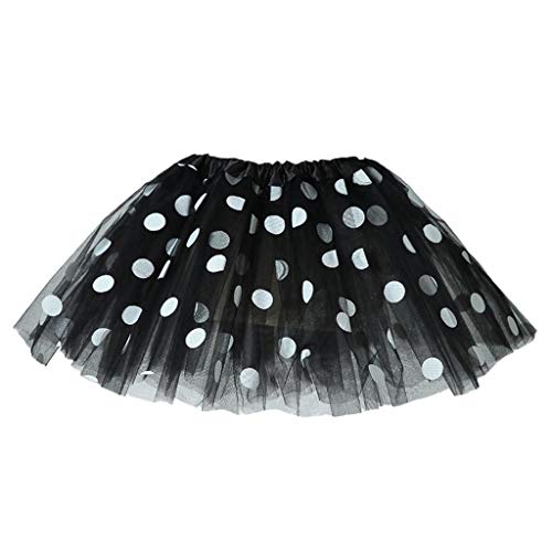 Lazzboy Kostüm Tütü Kleinkind Kinder Mädchen Baby Polka Dot Tutu Rock Tüll Ballett Outfits Minirock Pettiskirt Mit Petticoat Tanzkleid Unterrock Tüllrock(Schwarz,2-8 Years Old) von Lazzboy