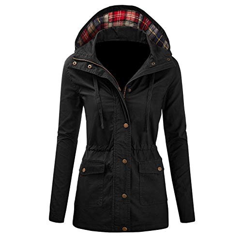 Lazzboy Mantel Frauen Winter Plus Size Einfarbig Daunenmantel Langarm Reißverschlusstasche Damen Jacke Winterjacke Parka Wintermantel Warm Gefüttert Teddyfell (V-Schwarz,3XL) von Lazzboy