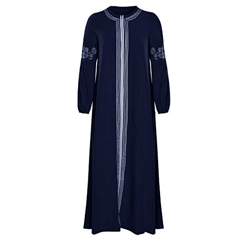 Lazzboy Muslimisches Kleider Frauen Kaftan Arab Jilbab Abaya Spitze Nähen Maxikleid Damen Langarm Abendkleider Muslim Hochzeit Kleidung Saudi-arabien Rockabilly(Blau,3XL) von Lazzboy