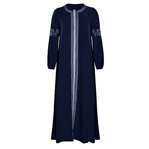 Lazzboy Muslimisches Kleider Frauen Kaftan Arab Jilbab Abaya Spitze Nähen Maxikleid Damen Langarm Abendkleider Muslim Hochzeit Kleidung Saudi-arabien Rockabilly(Blau,5XL) von Lazzboy