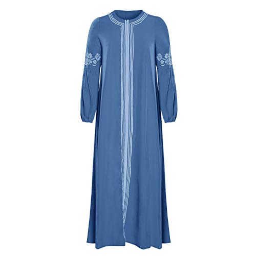 Lazzboy Muslimisches Kleider Frauen Kaftan Arab Jilbab Abaya Spitze Nähen Maxikleid Damen Langarm Abendkleider Muslim Hochzeit Kleidung Saudi-arabien Rockabilly(Hellblau,M) von Lazzboy
