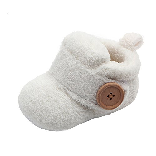 Lazzboy Reizende Kleinkind Erste Wanderer Babyschuh Runde Zehen Ebenen Weiche Pantoffel Schuhe Winter Krabbelschuhe Schöne Stiefel Unisex Babyschuhe(Weiß,12) von Lazzboy