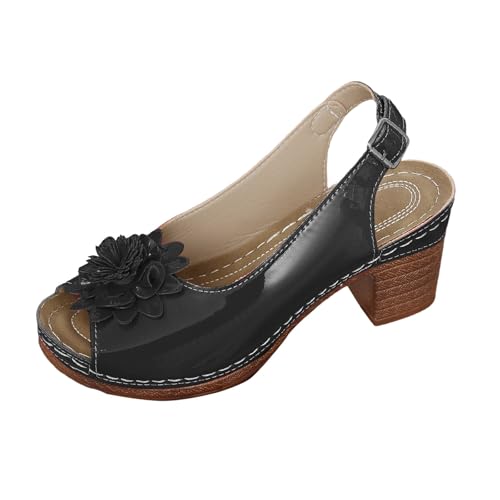Lazzboy Sandalen Damen Mit Absatz Sommer Elegant Sommerschuhe Blumen Breite Füße Sandaletten Bequem Offene Zeh Schuhe Festliche Damenschuhe Hausschuhe Für Party, Abendkleid & Hochzeit (Schwarz,41) Lazzboy Sandalen Damen Mit Absatz Sommer Elegant Sommerschuhe Blumen Breite Füße Sandaletten Bequem Offene Zeh Schuhe Festliche Damenschuhe Hausschuhe Für Party, Abendkleid & Hochzeit (Schwarz,41) von Lazzboy