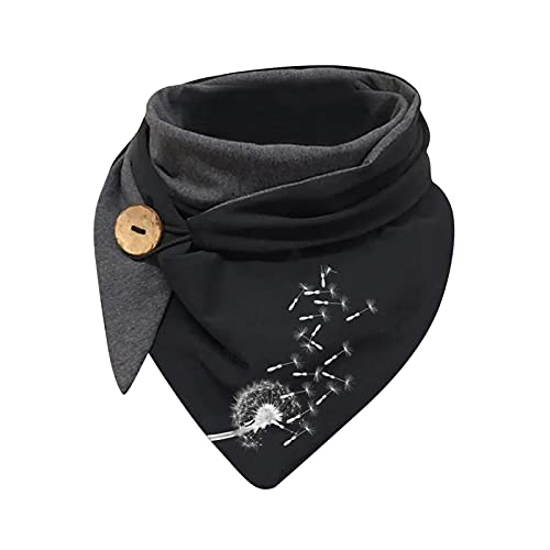 Lazzboy Schal Damen Dreieckschal Frauen Katzen Löwenzahn Pusteblume Casual Druck Retro Mehrzweckschal Knopf Großen Klassischer Warmer Dreieck Frühling Winterschal Herbstschal Scarf (B) von Lazzboy