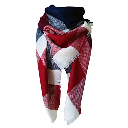 Lazzboy Schal Damen Erhöhen Doppelseitigen Bunten Quadratischen Kariert übergroßer Quadratisch Deckenschal Herbstschal Winterschal Karo Tartan Streifen Plaid Muster(L) von Lazzboy