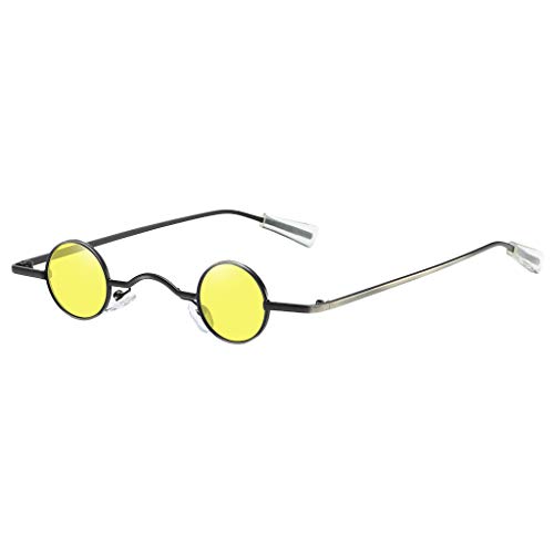 Lazzboy Sonnenbrille Runde Polarisierte Schutz Form Mann Frauen Hip Hop Brillen Shades Vintage Retro(Gelb) von Lazzboy
