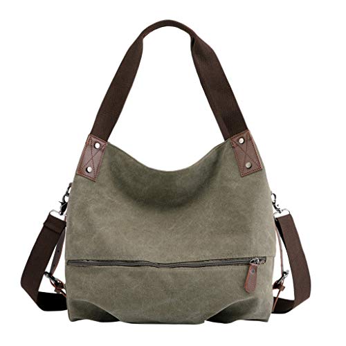Lazzboy Umhängetasche Handtasche Damen Canvas kleine Vintage Shopper Tote Bag Bucket Bag(Armeegrün) von Lazzboy