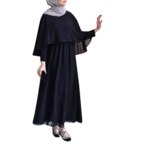 Lazzboy Vintage Women Abaya Long Maxi DRE Arab Jilbab Muslim Robe Islamic Kaftan Muslim Kleider, Damen Lange Arabische Muslimische Islamischer Dubai Kleidung(Schwarz,L) von Lazzboy