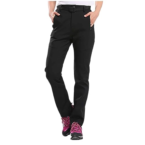 Lazzboy Wanderhose Damen Jogginghose Wasserdicht Softshellhose Outdoorhose Winddicht Gefüttert Skihose Snowboardhose Trekkinghose wasserdichte Überhose Für Den Außenbereich (Schwarz,3XL) von Lazzboy