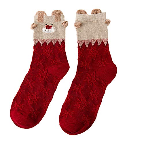 Lazzboy Weihnachtsfrauen Baumwollsocken Mehrfarbenfrauen Wintersocken Weihnachtssocken Damen Winter Warm Weihnachten Socken Rentier Schneeflocke (C) von Lazzboy